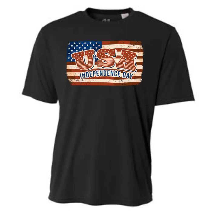 USA Independence Day Vintage Flag Cooling Performance Crew T-Shirt