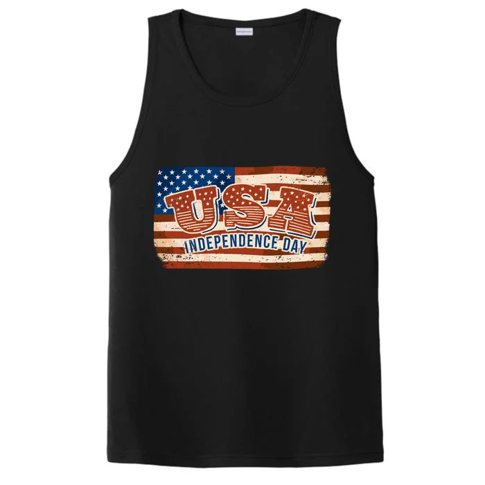 USA Independence Day Vintage Flag Performance Tank