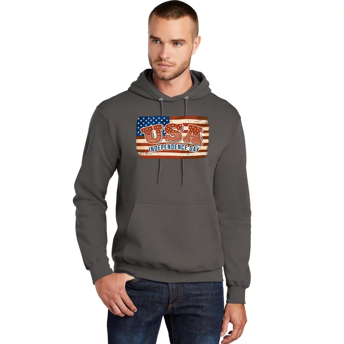 USA Independence Day Vintage Flag Hoodie