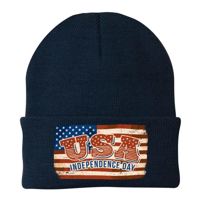 USA Independence Day Vintage Flag Knit Cap Winter Beanie