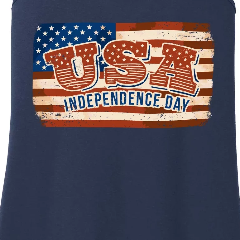 USA Independence Day Vintage Flag Ladies Essential Tank