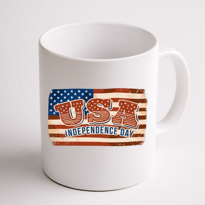 USA Independence Day Vintage Flag Front & Back Coffee Mug