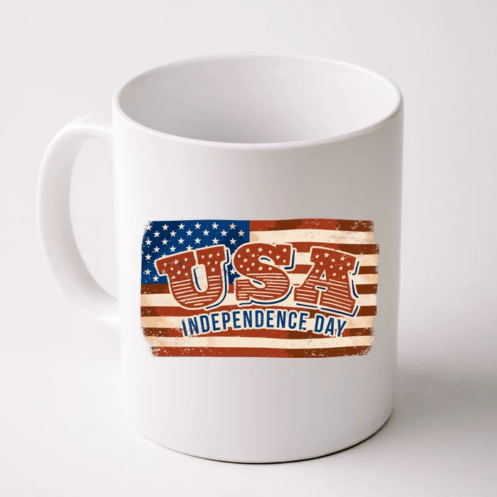 USA Independence Day Vintage Flag Front & Back Coffee Mug