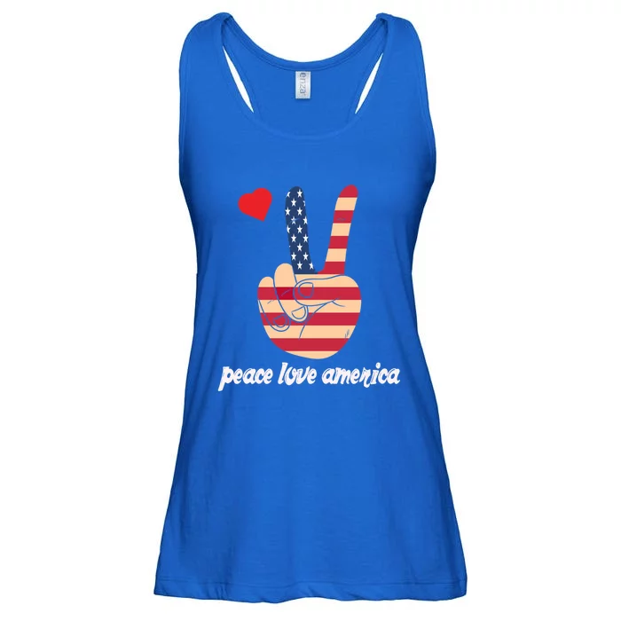 Usa Independence Day Peace Love America Happy 4th Of July Gift Ladies Essential Flowy Tank