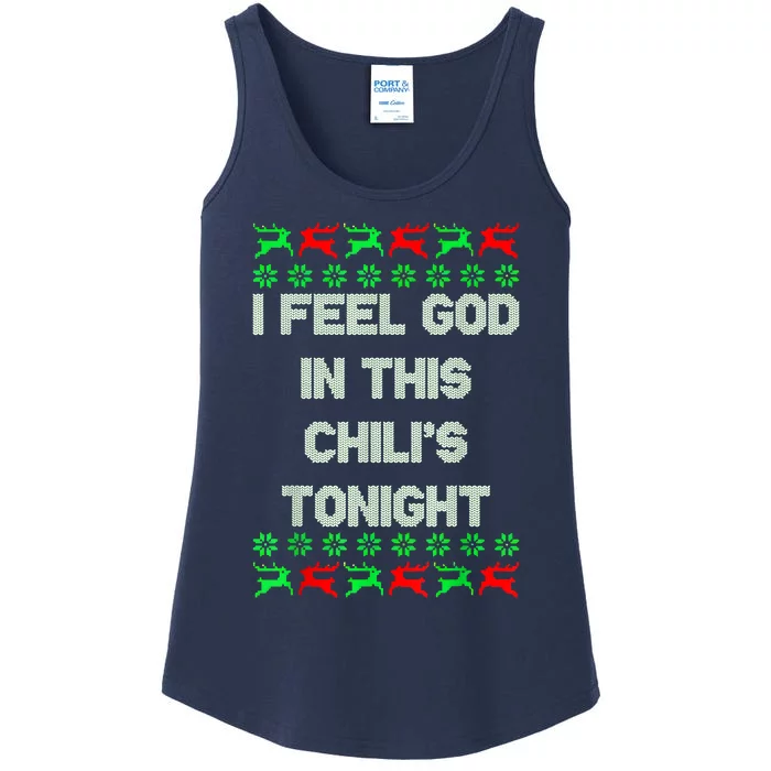 Ugly I Feel God In This Chili’s Tonight Merry Christmas 2022 Ladies Essential Tank