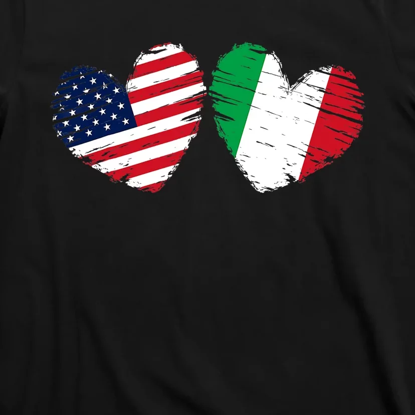 USA Italy Flag Heart Valentines Day Italian American T-Shirt