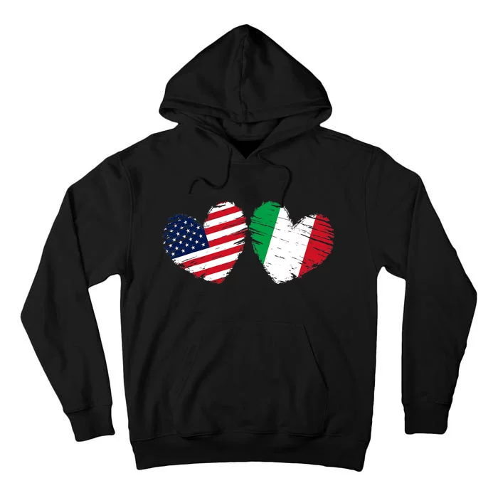 USA Italy Flag Heart Valentines Day Italian American Tall Hoodie