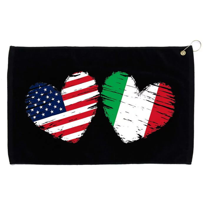 USA Italy Flag Heart Valentines Day Italian American Grommeted Golf Towel