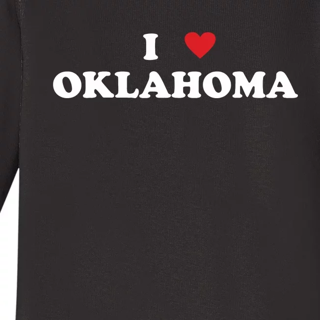 Usa I Heart State I Love Oklahoma Baby Long Sleeve Bodysuit