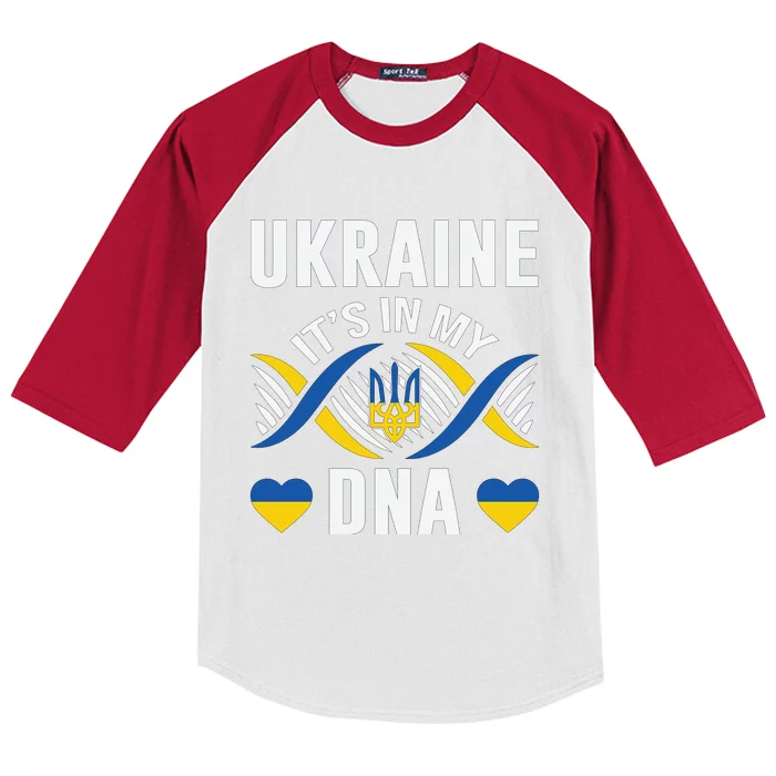 Ukraine Its In My DNA National Symbol Kids Colorblock Raglan Jersey