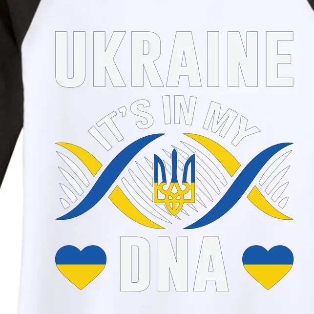 Ukraine Its In My DNA National Symbol Women's Tri-Blend 3/4-Sleeve Raglan Shirt