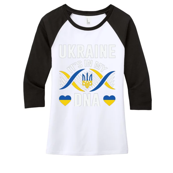 Ukraine Its In My DNA National Symbol Women's Tri-Blend 3/4-Sleeve Raglan Shirt