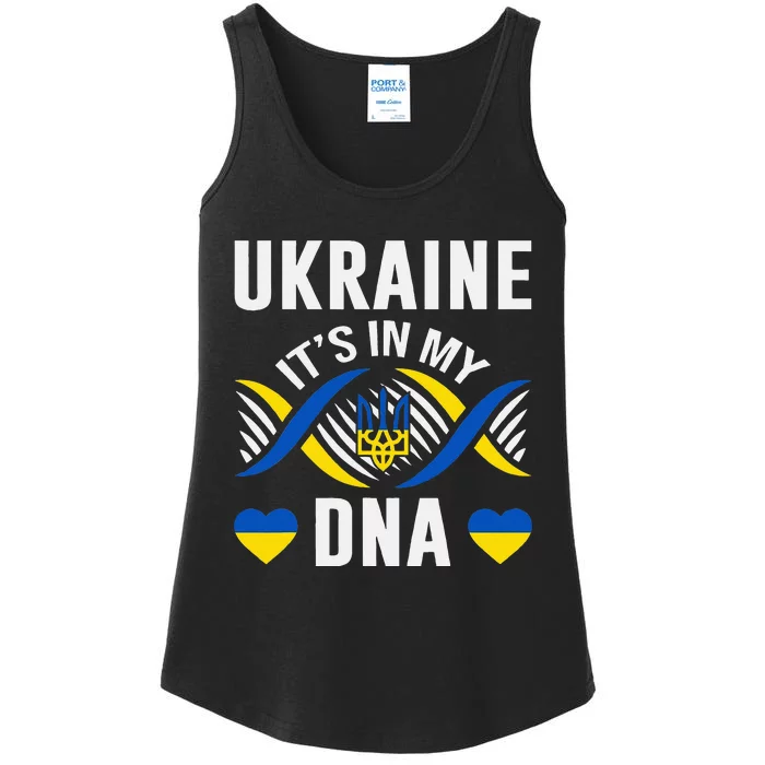 Ukraine Is In My DNA Ukrainian National Pride Flag Colors Ladies Essential Tank