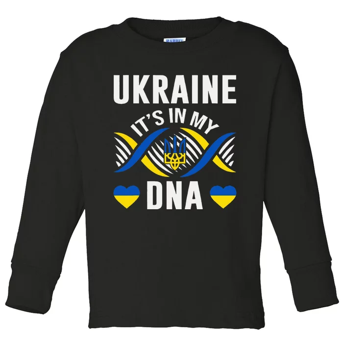 Ukraine Is In My DNA Ukrainian National Pride Flag Colors Toddler Long Sleeve Shirt