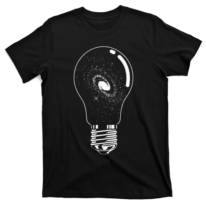 Universe In Lightbulb Outer Space Galaxy Astronomy Astronaut T-Shirt