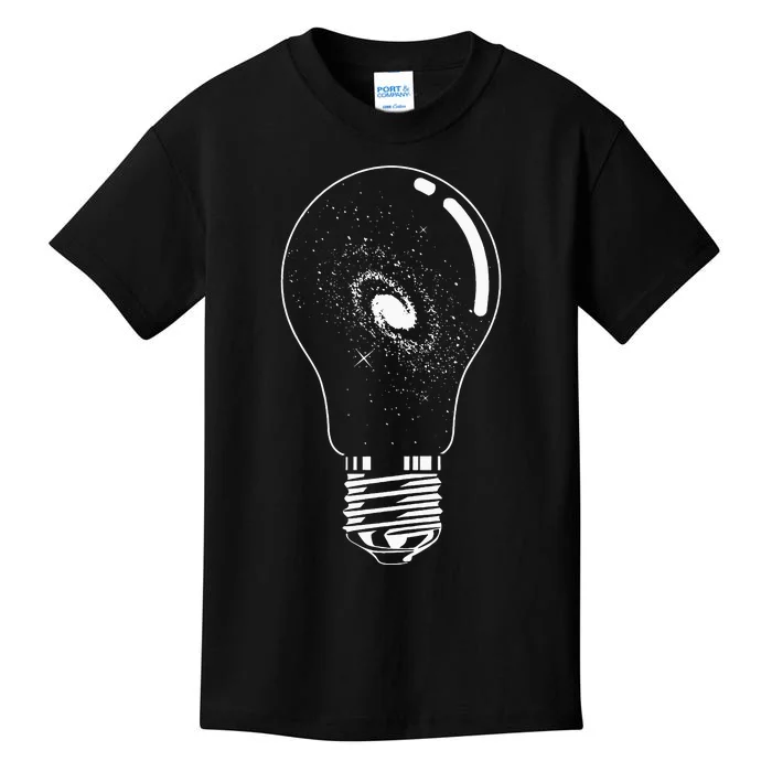 Universe In Lightbulb Outer Space Galaxy Astronomy Astronaut Kids T-Shirt