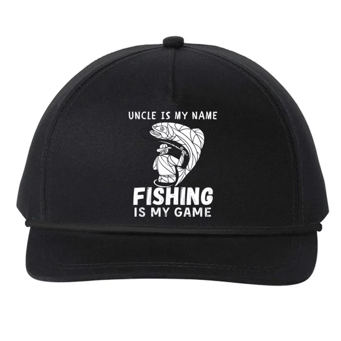 Uncle Is My Name Fishing Is My Game Fish Funny Fishing Gift Snapback Five-Panel Rope Hat