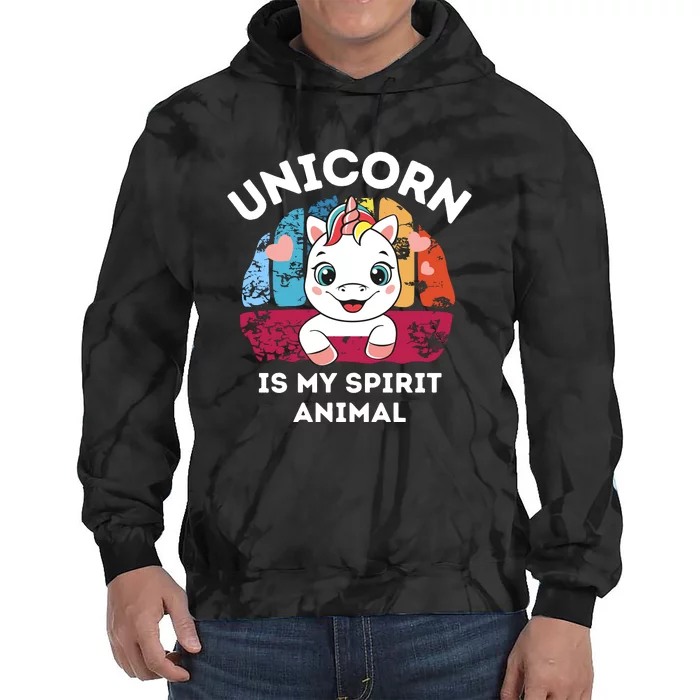 Unicorn Is My Spirit Animal Funny Unicorn Lover Tie Dye Hoodie