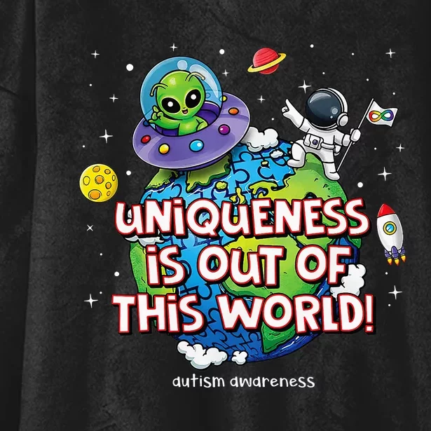 Uniqueness Is Out Of This World Autism Awareness Hooded Wearable Blanket