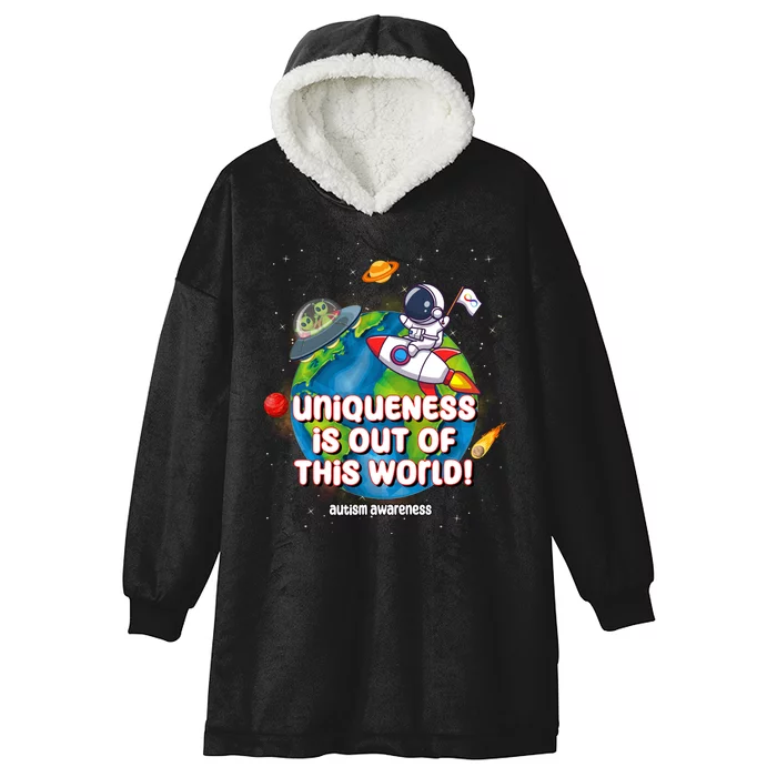 Uniqueness Is Out Of This World Autism Awareness Space Hooded Wearable Blanket