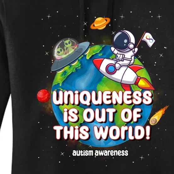 Uniqueness Is Out Of This World Autism Awareness Space Women's Pullover Hoodie