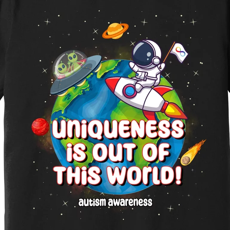 Uniqueness Is Out Of This World Autism Awareness Space Premium T-Shirt