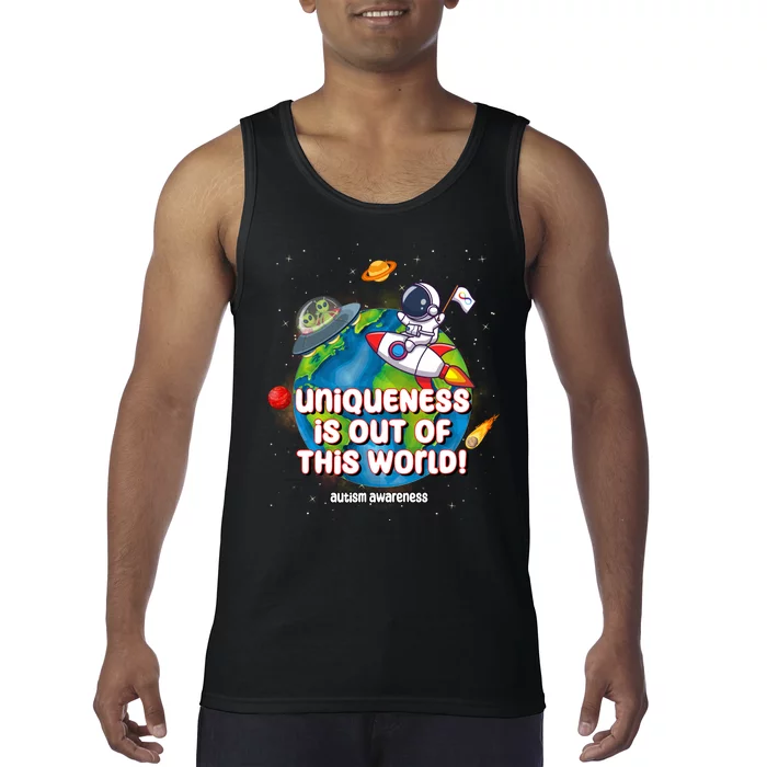 Uniqueness Is Out Of This World Autism Awareness Space Tank Top