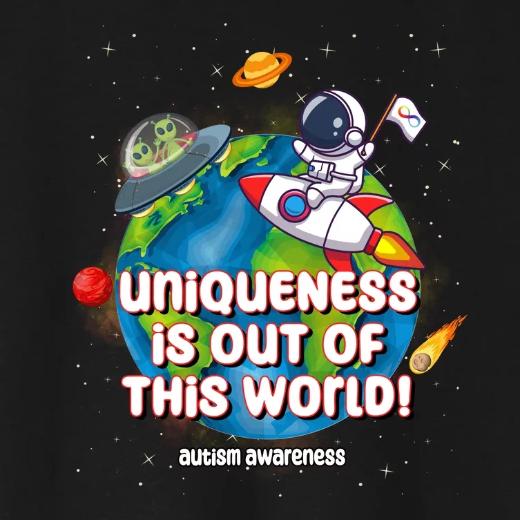 Uniqueness Is Out Of This World Autism Awareness Space Women's Crop Top Tee