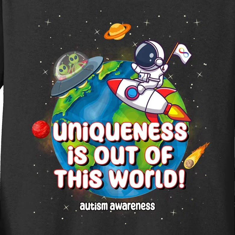 Uniqueness Is Out Of This World Autism Awareness Space Kids Long Sleeve Shirt