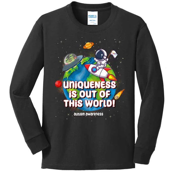 Uniqueness Is Out Of This World Autism Awareness Space Kids Long Sleeve Shirt