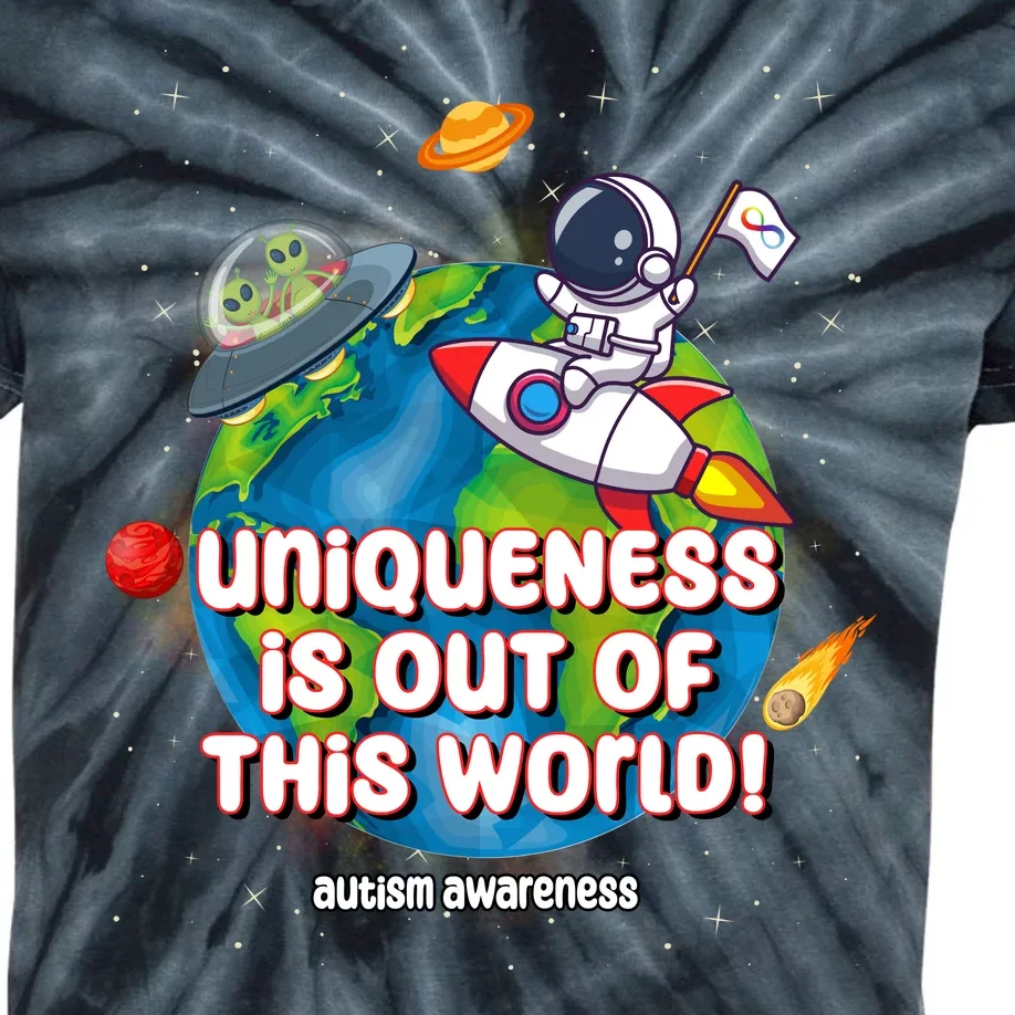 Uniqueness Is Out Of This World Autism Awareness Space Kids Tie-Dye T-Shirt