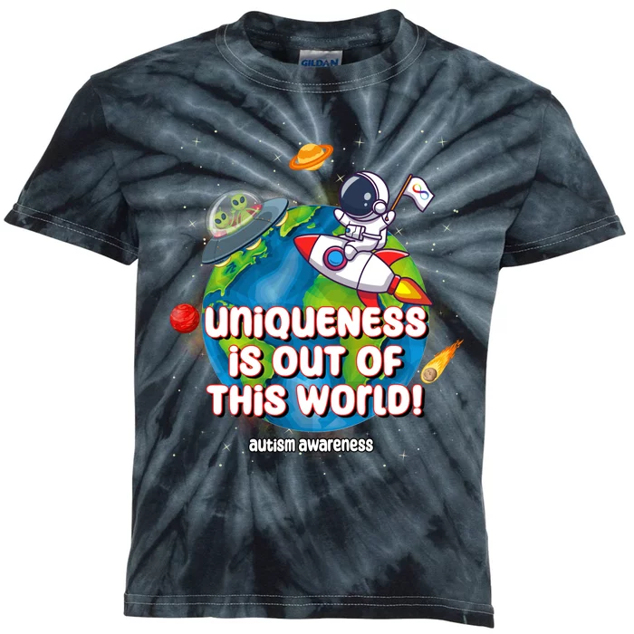 Uniqueness Is Out Of This World Autism Awareness Space Kids Tie-Dye T-Shirt