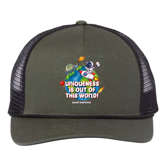 Uniqueness Is Out Of This World Autism Awareness Space Retro Rope Trucker Hat Cap