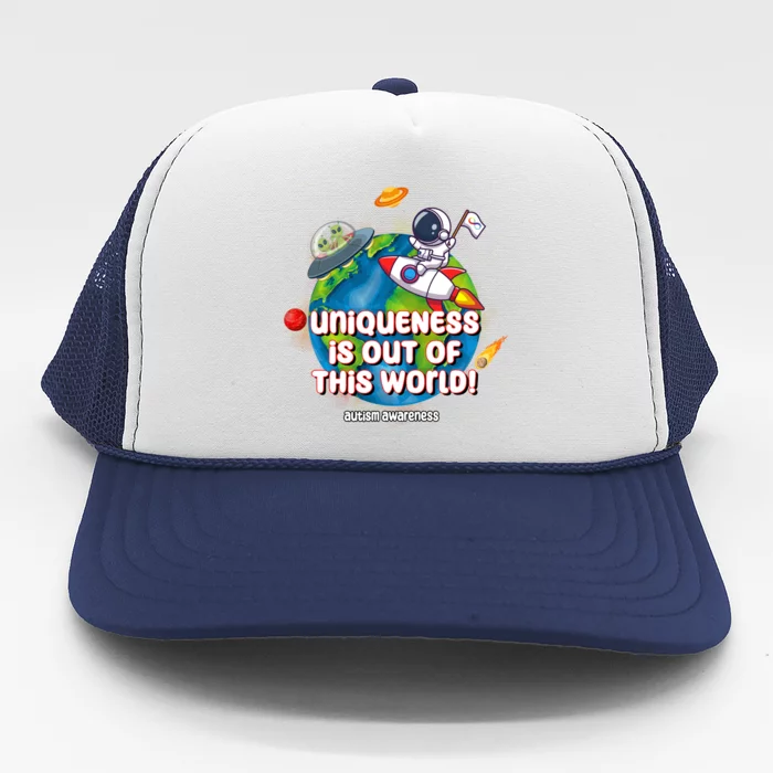 Uniqueness Is Out Of This World Autism Awareness Space Trucker Hat