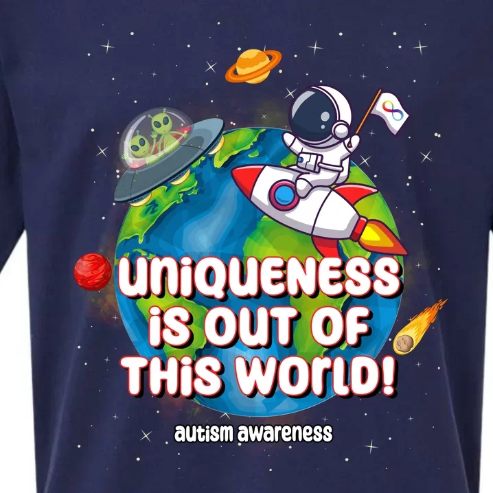 Uniqueness Is Out Of This World Autism Awareness Space Sueded Cloud Jersey T-Shirt