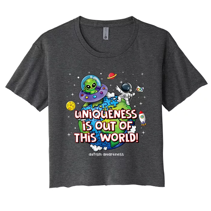 Uniqueness Is Out Of This World Autism Awareness Women's Crop Top Tee