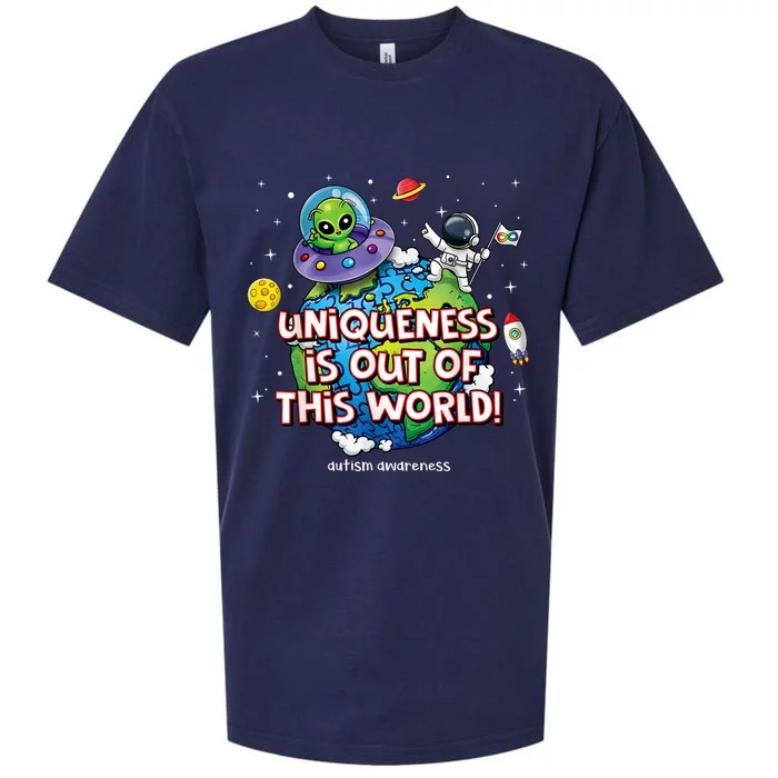 Uniqueness Is Out Of This World Autism Awareness Sueded Cloud Jersey T-Shirt