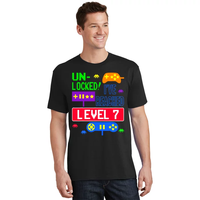 Unlocked Ive Reached Level 7 Arcade 7th Birthday Party Gift T-Shirt