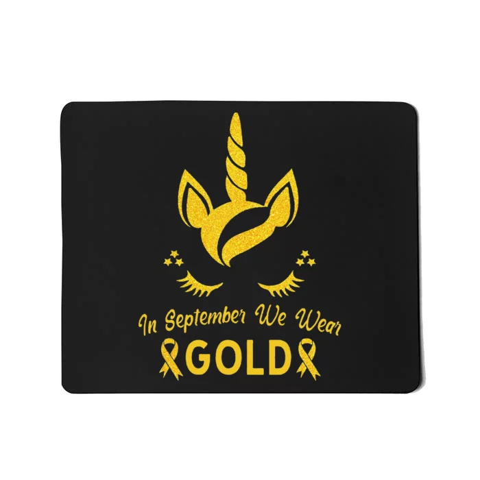 Unicorn In September We Wear Gold Childhood Cancer Awareness Mousepad