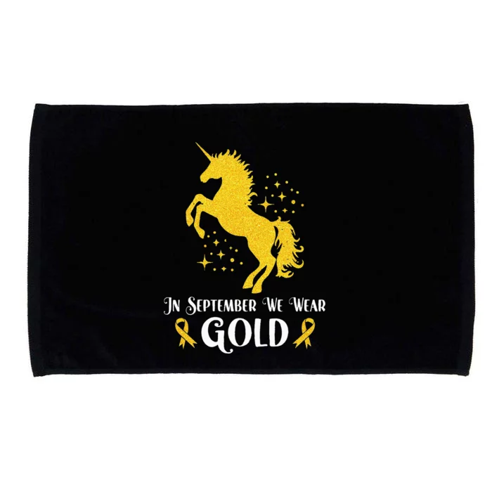 Unicorn In September We Wear Gold Childhood Cancer Awareness Microfiber Hand Towel