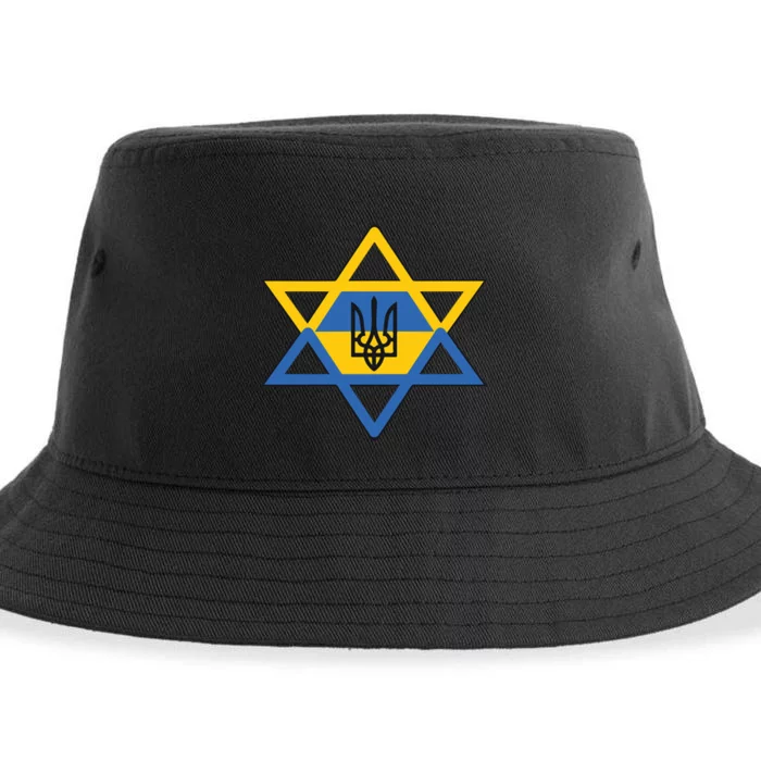 Ukraine Israel Stand With Israel Jewish Ukrainian Symbol Sustainable Bucket Hat