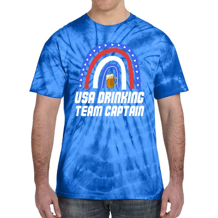 Usa Ing Team Captain Beer 4th Of July Rainbow Gift Tie-Dye T-Shirt