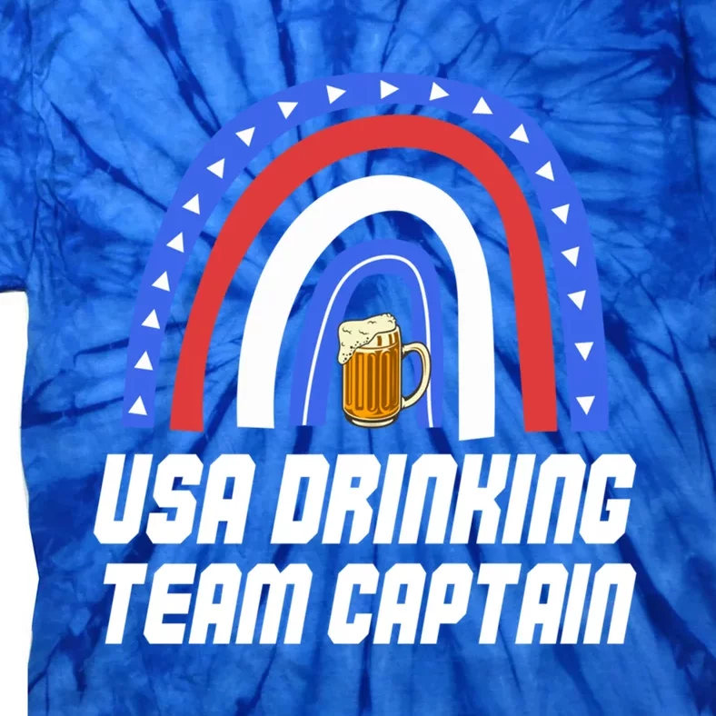 Usa Ing Team Captain Beer 4th Of July Rainbow Gift Tie-Dye T-Shirt