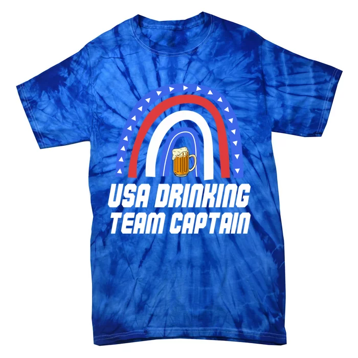 Usa Ing Team Captain Beer 4th Of July Rainbow Gift Tie-Dye T-Shirt