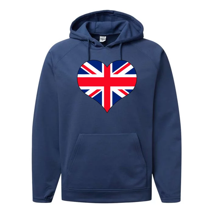 Union Jack British Flag Heart British Isles Performance Fleece Hoodie