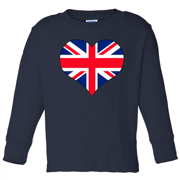 Union Jack British Flag Heart British Isles Toddler Long Sleeve Shirt