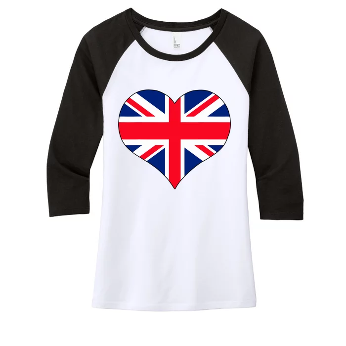 Union Jack British Flag Heart British Isles Women's Tri-Blend 3/4-Sleeve Raglan Shirt