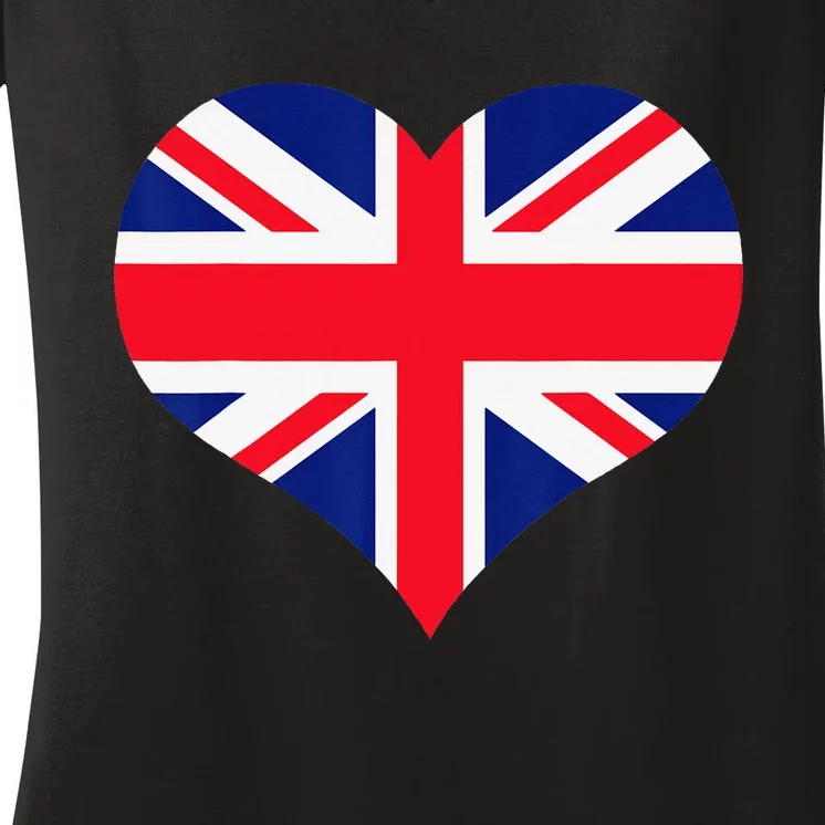 Union Jack British Flag Heart British Isles Women's V-Neck T-Shirt