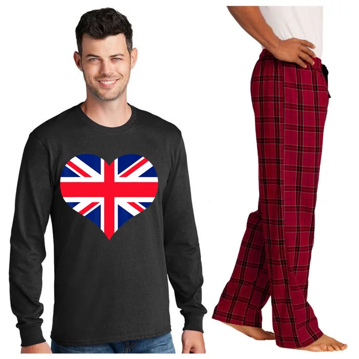 Union Jack British Flag Heart British Isles Long Sleeve Pajama Set