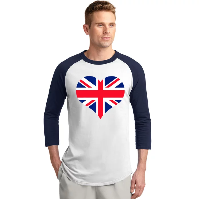 Union Jack British Flag Heart British Isles Baseball Sleeve Shirt